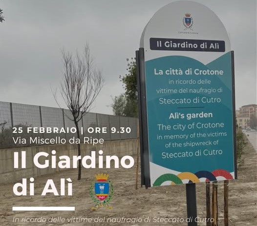 Crotone. Il 25 febbraio al “Giardino di Alì” il ricordo delle vittime del naufragio di Cutro