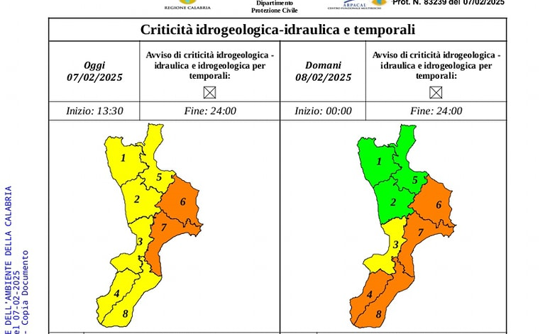 Allerta Arancione: scuole chiuse domani a Catanzaro e Crotone